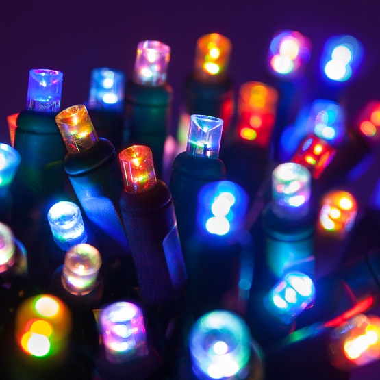 50 5mm Multi Color Color Change LED Christmas Lights, 4" Spacing