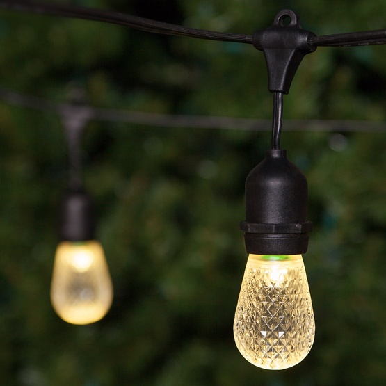 Patio Lights Commercial Warm White Led String 24 S14 54 Commercial Patio String With 24 Suspended S14 Warm White Led Outdoor Lights