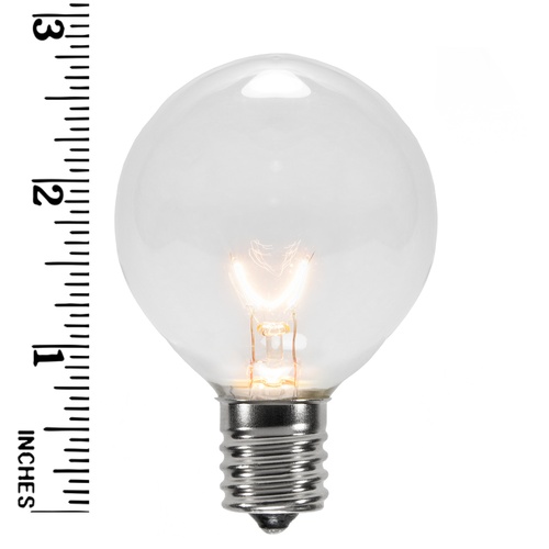 Christmas Lights G50 Transparent Clear, 7 Watt Replacement Bulbs