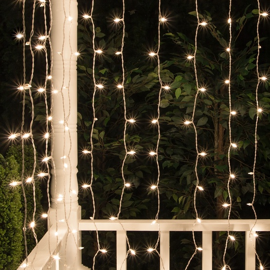 Clear Curtain Lights, 150 Lights on White Wire