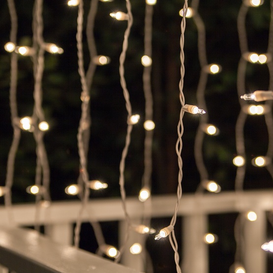 Clear Curtain Lights, 150 Lights on White Wire