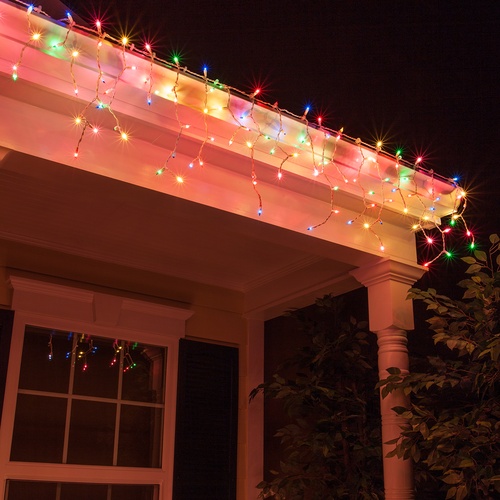 100 Mini Multicolor Icicle Light Set, White Wire