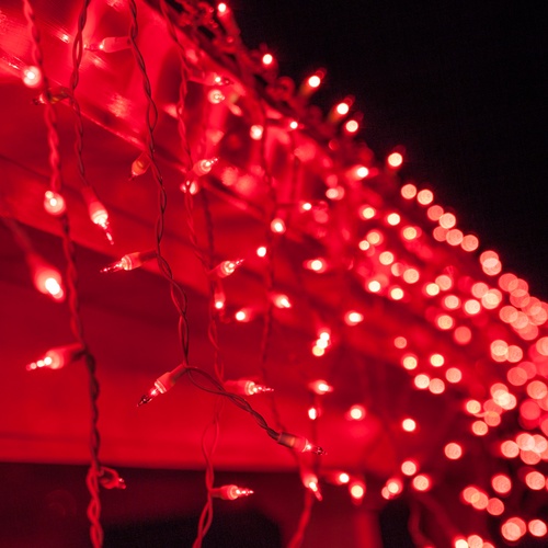 150 Red Icicle Lights - White Wire