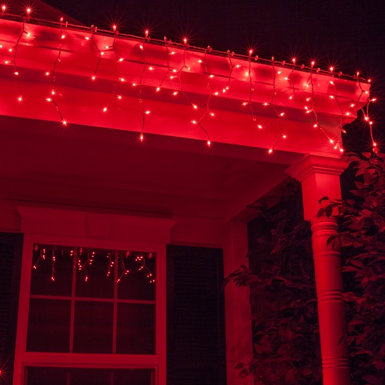 150 Red Icicle Lights - White Wire