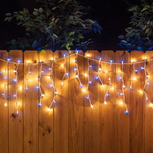 150 Clear/Blue Icicle Lights - White Wire