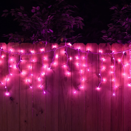 150 Purple Icicle Lights - White Wire