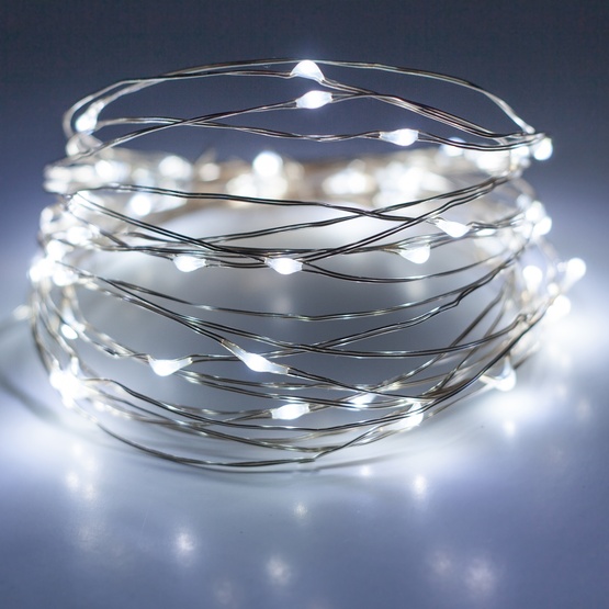 Battery Operated Lights - 30 Cool White Battery Operated LED Fairy Lights, Silver Wire