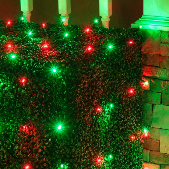 5mm 4' x 6' Red, Green LED Net Lights, Green Wire