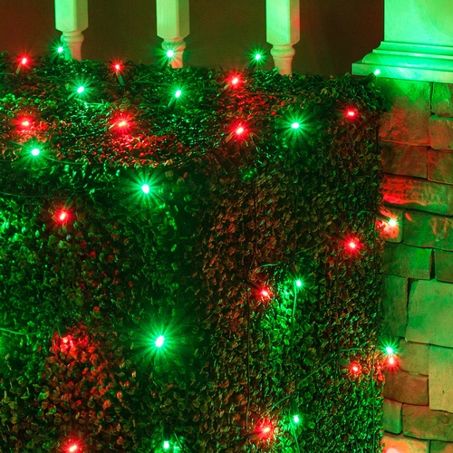 5mm 4' x 6' Red, Green LED Net Lights, Green Wire