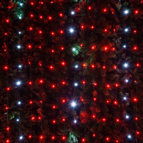 5mm Red, Cool White Twinkle LED Net Lights, Green Wire