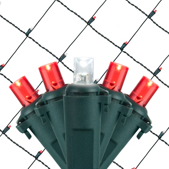 LED Net Lights 5mm 4' x 6' Red, Cool White Twinkle LED Net Lights