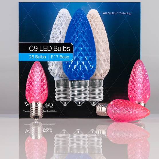 C9 Pink OptiCore LED Christmas Light Bulbs