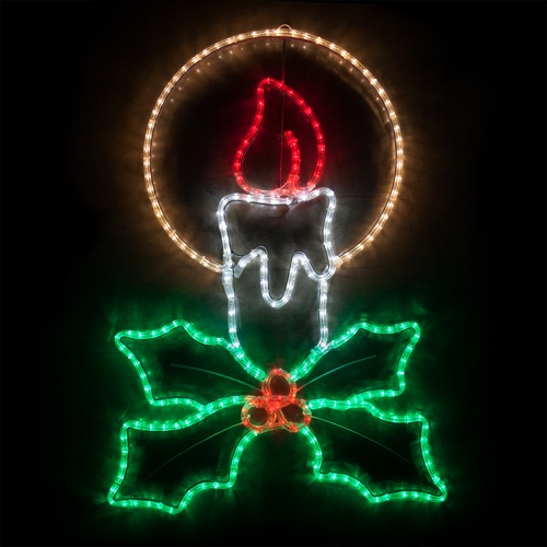 40" LED Candle with Holly 