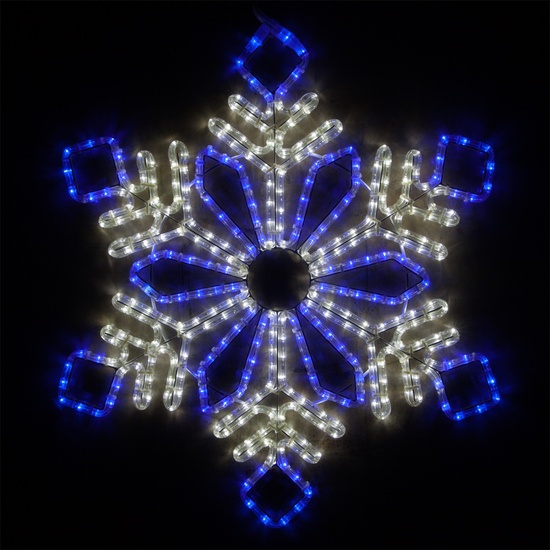 28" LED Diamond Flower Snowflake, Blue and Cool White Lights 