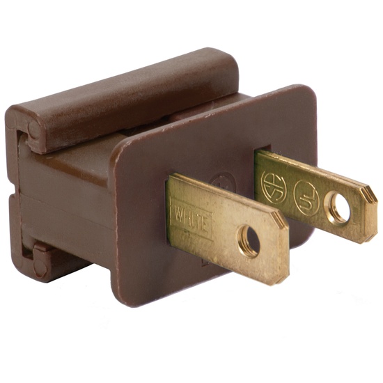 Brown Christmas Light Plug, Polarized Male Zip Plug, SPT1