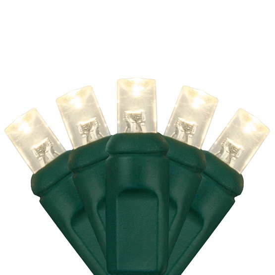 50 5mm Warm White LED Christmas Lights, 4" Spacing
