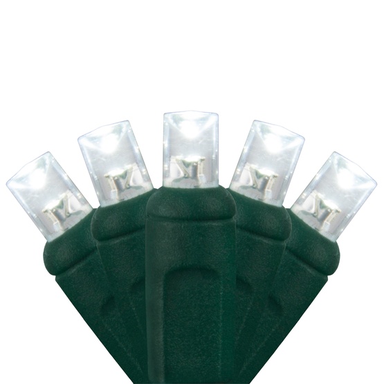 70 5mm Cool White LED Christmas Lights, 4" Spacing