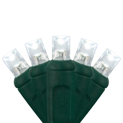 70 5mm Cool White LED Christmas Lights, 4" Spacing