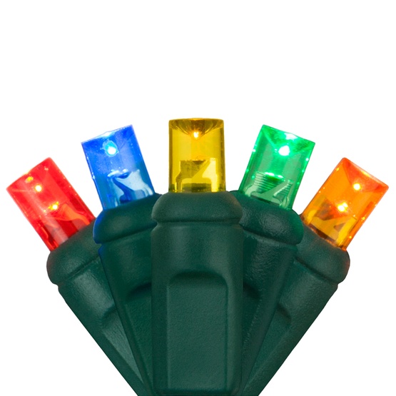 50 5mm Multi Color LED Christmas Lights, 4" Spacing