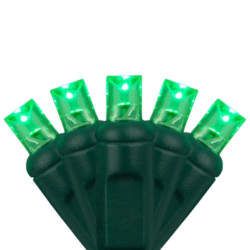 50 5mm Green LED Christmas Lights, 6" Spacing