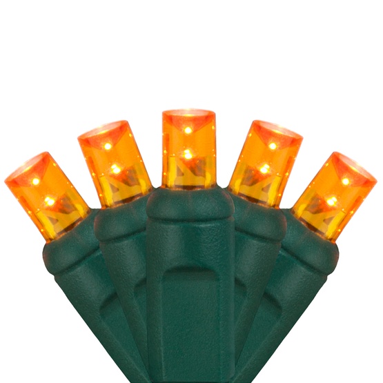 70 5mm Amber LED Christmas Lights, 4" Spacing