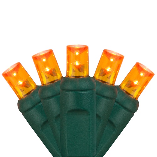 70 5mm Amber LED Christmas Lights, 4" Spacing