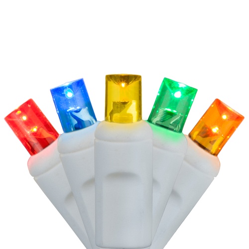 70 5mm Multi Color LED Christmas Lights, 4" Spacing, White Wire