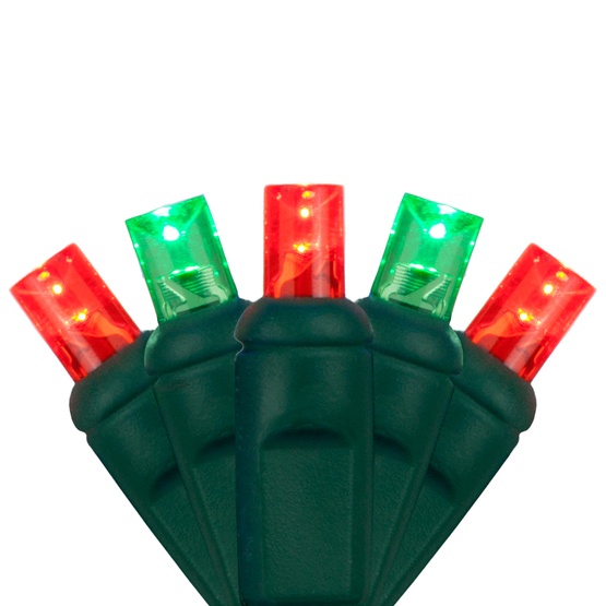 70 5mm Red, Green LED Christmas Lights, 4" Spacing