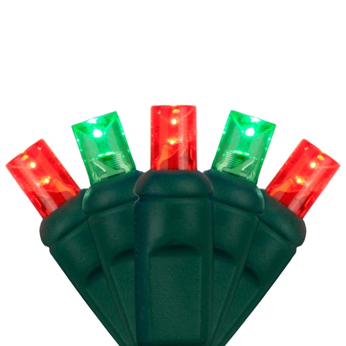 70 5mm Red, Green LED Christmas Lights, 4" Spacing