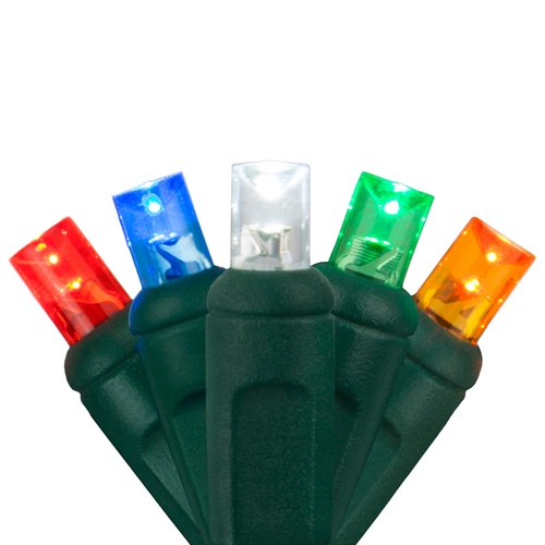 70 5mm Multi Color LED Christmas Lights, 4" Spacing