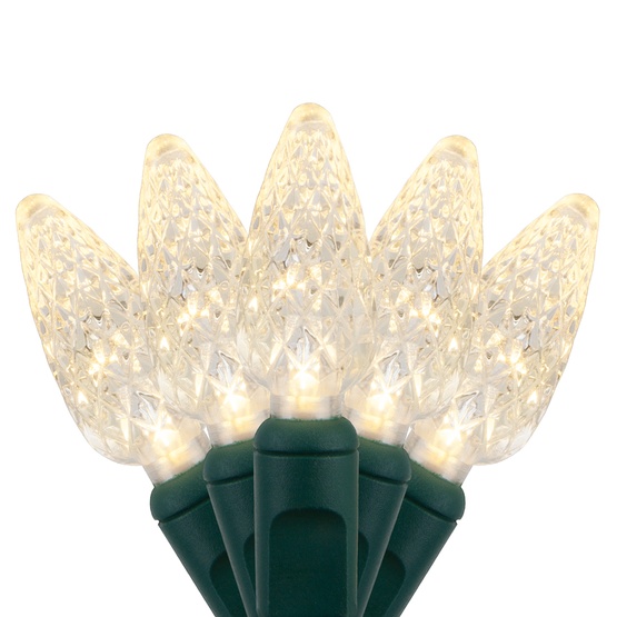 70 C6 Warm White LED String Lights, 4" Spacing