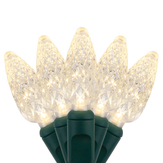 70 C6 Warm White LED String Lights, 4" Spacing