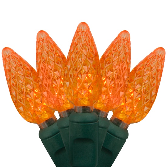 70 C6 Orange LED String Lights, 4" Spacing