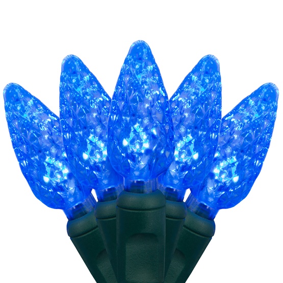 70 C6 Blue LED String Lights, 4" Spacing