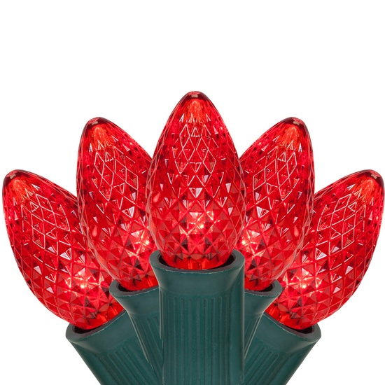 C7 Red Commercial LED Christmas String Lights, 25 Lights, 25'