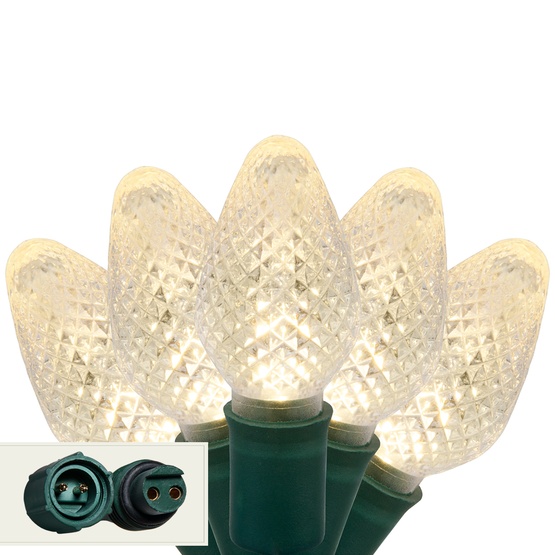 LED Christmas Lights Commercial 25 C7 Warm White LED Christmas Lights, 6" Spacing