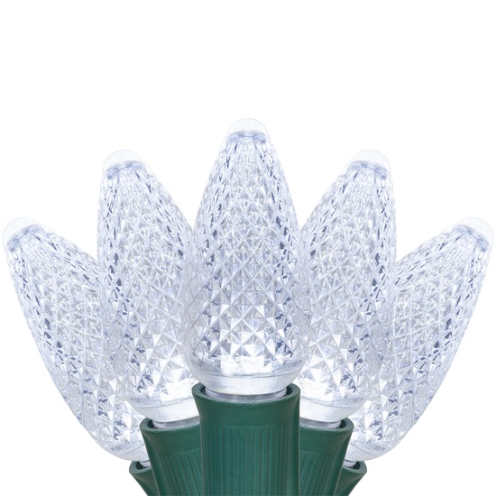 C9 Cool White Commercial LED Christmas String Lights, 25 Lights, 25'