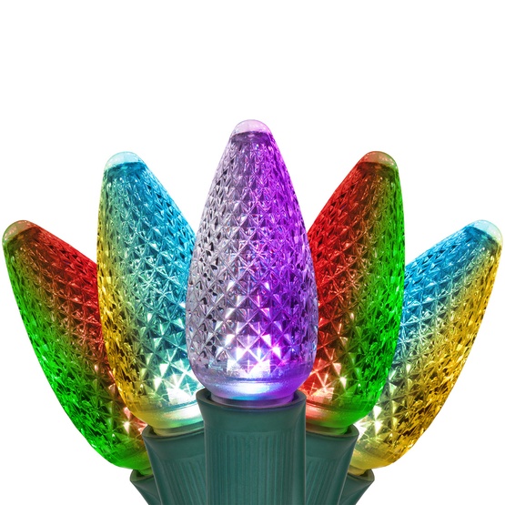 C9 Multicolor Color Change Commercial LED Christmas String Lights, 25 Lights, 25'