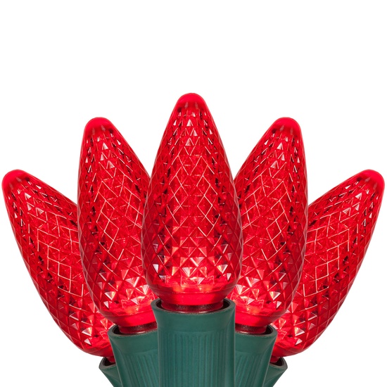 C9 Red Commercial LED Christmas String Lights, 25 Lights, 25'