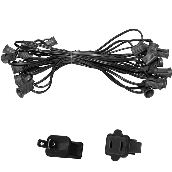 37.5' C7 Commercial Light Stringer, SPT2W Black Wire, 18" Spacing