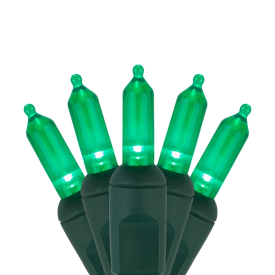 50 T5 Green LED Christmas Tree Lights, 6" Spacing
