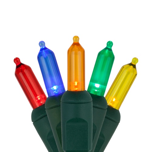 50 T5 Multi Color LED Christmas Tree Lights, 6" Spacing