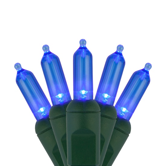 50 T5 Blue LED Christmas Tree Lights, 6" Spacing