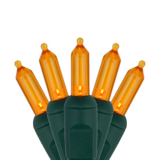 50 T5 Amber LED Christmas Tree Lights, 6" Spacing