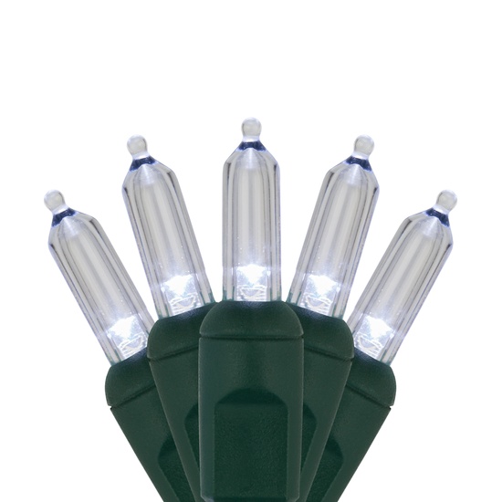 50 T5 Cool White Twinkle LED Christmas Tree Lights, 6" Spacing