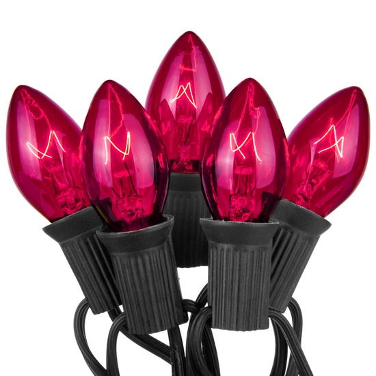 C7 Purple Commercial Halloween String Lights, 25 Lights, 25'