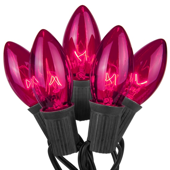 C9 Purple Commercial Halloween String Lights, 25 Lights, 25'