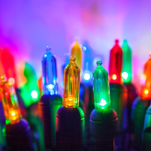 50 T5 Multi Color LED Christmas Tree Lights, 6" Spacing