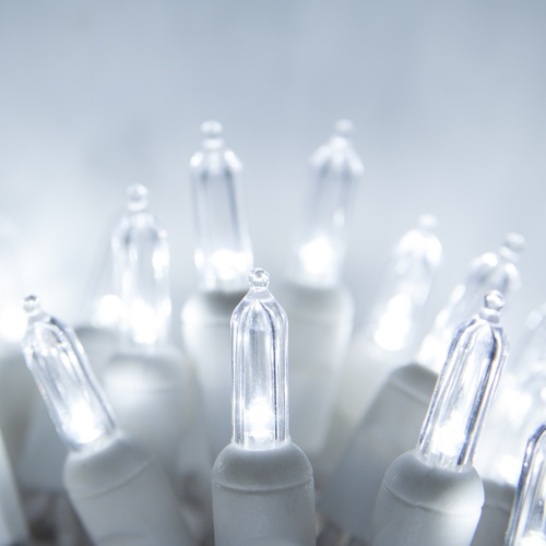 T5 Cool White LED Christmas Tree Lights, White Wire