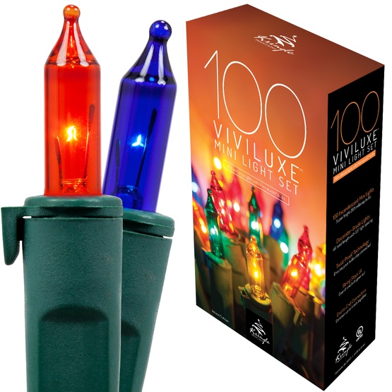 Christmas Lights - 100 Viviluxe Multi Color Christmas Mini Lights 100 Viviluxe Multi Color Christmas Mini Lights, 5.5